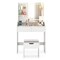 White LED Lighted Vanity Table with 3-Color Dimmable Mirror, Built-in Charging Ports